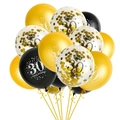 Golden and black 30th birthday balloon set with sequins and happy birthday print - 30 Years Old