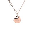 Elegante roségoldene Herzkette mit gemischtem Kettendesign und Love-Gravur - Herz Graviert (LOVE) / Roségold