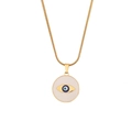 Golden snake chain necklace featuring a round blue and white evil eye pendant charm - Snake Chain Evil Eye Round Disk