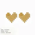 Boucles d'oreilles cœur avec motif de points en acier inoxydable plaqué or 18K - Style Matrice Creuse (TE19468) / Or