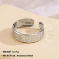Silver adjustable stainless steel open ring with vertical grooved patterns for women - Vertical Stripe 700-2 / Steel