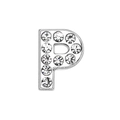 Chrome alloy letter P charm with clear rhinestones for pet collars and DIY jewelry - 10mm / Letter P with Rhinestone