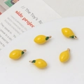 DIY yellow lemon fruit pendants with green leaves for handmade jewelry and earrings - 25#Lemon (7*13mm)