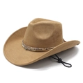 Cappello da cowboy western classico in finta pelle scamosciata color cammello con turchese - Cammello / M(56-58cm)