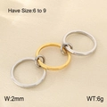 Three-layer interlocking ring in gold and silver finish with minimalist stacked design - US 7 / Two-tone Gold Silver Triple Interlocking Style (KR114300-Z)