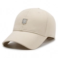 Classic beige baseball cap with shield embroidery and breathable eyelets on soft cotton - Adjustable / Light Beige