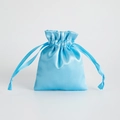 Elegant blue silk drawstring pouch for jewelry and gift storage with glossy finish - Blue
