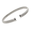 Bracciale rigido minimalista in acciaio argento con design a corda e estremità piatte - Girocollo Aperto Color Acciaio (12mm)