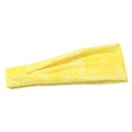 Detail of yellow paisley print sports headband showing breathable fabric texture and pattern - Yellow