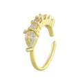 Golden crown nose ring with white crystals and wheat ear design on a clean white background - Row Zirconia (Variant)