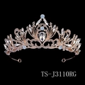 Corona da sposa barocca in oro rosa con strass di cristallo ed elegante design traforato - Oro rosa