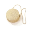 Beige round woven straw crossbody bag for girls with zipper and rope strap - Beige Cylindrical Bag (16*6.5cm)