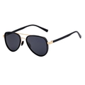Gafas de sol de aviador polarizadas para hombre con montura negra y doble puente dorado - Oro Arena Negro Arena Todo Gris