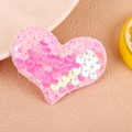Pink glitter heart hair clip featuring shimmering sequins and a sweet sequin patch design - Pink Hair Clip