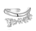 Close-up of S925 silver ear cuff with sparkling pear-shaped and round-cut crystals - Style #3 Platinum Silver - Single