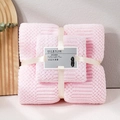 Pink coral fleece towel set with textured dots and cream ribbon bow packaging - Towel + Bath Towel [Mesh Bag] / Light Pink Lattice