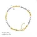 Detail of two-tone bamboo style necklace showing 8mm and 17mm beads with size markings - Artificial Pearl Mixed Gold and Silver Style (DN240652-D)