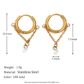 Elegant 18K gold-plated stainless steel hoop earrings with white zircon tassel pendants - V-Shape Chain Style
