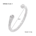 Silver hammered titanium steel cuff bracelet with 6cm inner diameter and 1cm opening - Silver Lava Texture Hammered Bangle (NMSB-E126-1) / 18K Gold