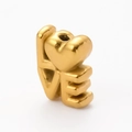 Golden Baroque style LOVE heart bead in stainless steel for DIY jewelry making - Gold 5#