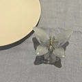 Detail of translucent frosted white butterfly hair claw clip with golden metal spring - Gradient Grey