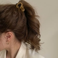 Brown hair claw clip for secure high ponytail styling on woman with gold earrings - Oval Khaki