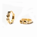 Fashionable gold heart huggie hoop earrings with sparkling cubic zirconia stones - Alternating Heart / Gold
