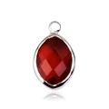 Silver-plated marquise glass pendant with faceted deep red gemstone for DIY jewelry making - Silver - January