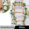 Artificial white rose vine with 69 silk flower heads for wedding and home decoration - 69 Heads Rose White