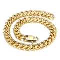 Chunky gold stainless steel Cuban link necklace for men with high-polish metallic finish - 15mm Width / 21.5cm Length / Gold