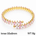 Luxurious 18K gold-plated open bangle with marquise-cut pink and white zircons - White and Pink (KB169601-GG)