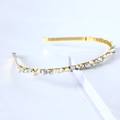 Golden bridal crown headband with natural white marble stone chips in vintage style - Single Row / Howlite-Single Row