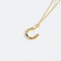 Goldene Hufeisen-Halskette mit bunten Edelsteinen und einer zarten Gliederkette - Hufeisen (Bunte Zirkonia)