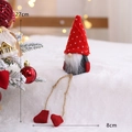 Christmas gnome plush with red knitted hat and long rope legs sitting on fur, 27cm tall - Red Textured Knit Hat Rope Long Leg Gnome (27cm)