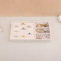 Beige velvet jewelry tray variant featuring multiple ring slots and storage compartments - Ring Slots with 3 Grids / Beige