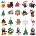 Set of 20 Christmas alloy enamel charms including Santa, elk, and trees for DIY jewelry - Mixed 20 New Enamel White K Christmas Charms-1 Each-27.65g-SN1611