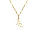 Golden stainless steel O-chain necklace featuring a cursive M pendant with a small heart - Letter M