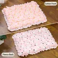 Pink double-sided pet mat with floral cotton surface and soft plush fleece backing - Upgrade Ruffle Mat Pink