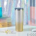 Gobelet 20oz avec dégradé pailleté argent et or avec paille pour sublimation - 20oz / Paillettes - Dégradé Or Argent