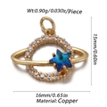 Detail of a golden Saturn pendant with blue star gem and clear rhinestones - CX151-08 (Gold Zircon Blue Star Saturn Pendant)