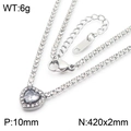 Silver tone heart necklace with cubic zirconia pendant and crystal tennis chain - Steel - White Heart Necklace