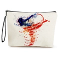 White canvas makeup bag with colorful artistic gymnast print and black wrist strap - Abstract Artistic Dancer Style (款式4)