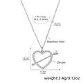 Collana in acciaio inossidabile argento con cuore a freccia e zirconi scintillanti - Collana con Cuore in Zirconia Color Acciaio
