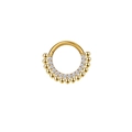F136 titanium hinged nose ring with sparkling diamonds and gold bead accents - Gold Inner Circle Diamond