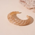 Detailed view of vintage acrylic cuff bracelet featuring creamy marble texture and ribbed design - Coffee Twill Open Style (64#)