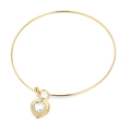 Gold stainless steel collar necklace with a sparkling heart-shaped glass stone pendant - Gold Shiny White Heart Style (KN233258-Z)