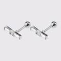 Minimalist T-shaped silver stud earrings featuring three rectangular cubic zirconia stones - Silver Large T-Bar