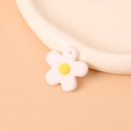 Porte-clés fleur blanche à cinq pétales avec centre jaune sur fond pêche doux - Fleur Blanche Seule (Sans Porte-clés)