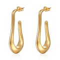 Chic 18K gold plated stainless steel teardrop hoop earrings for women in golden finish - Gold (MS-131)