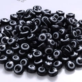 Flat round black resin evil eye beads with white concentric circles for DIY jewelry making - Black